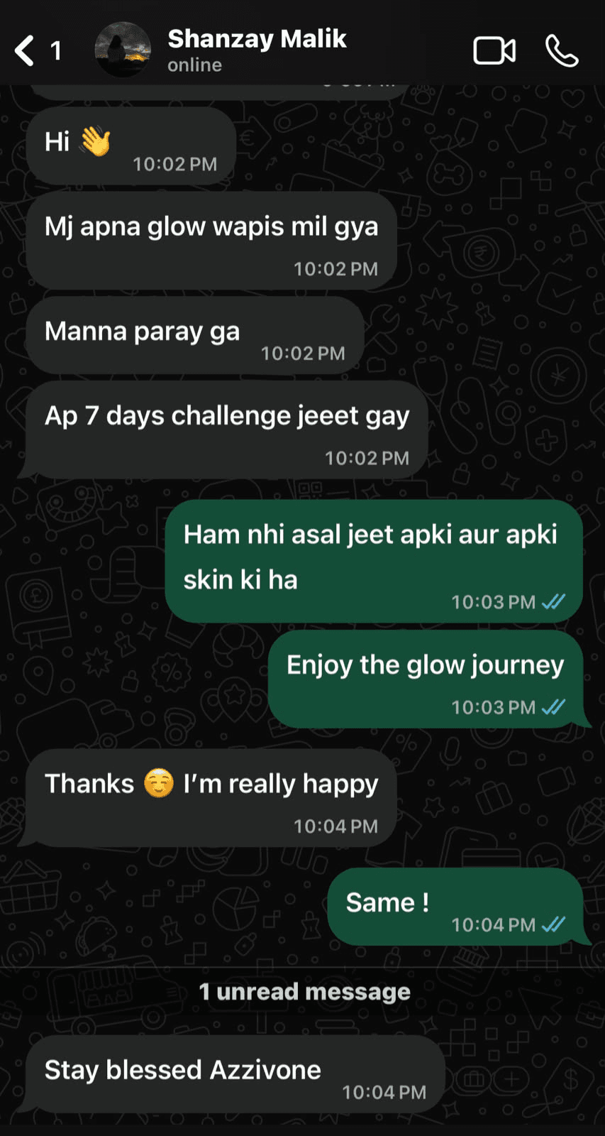WhatsApp screenshot from Shanzay Malik