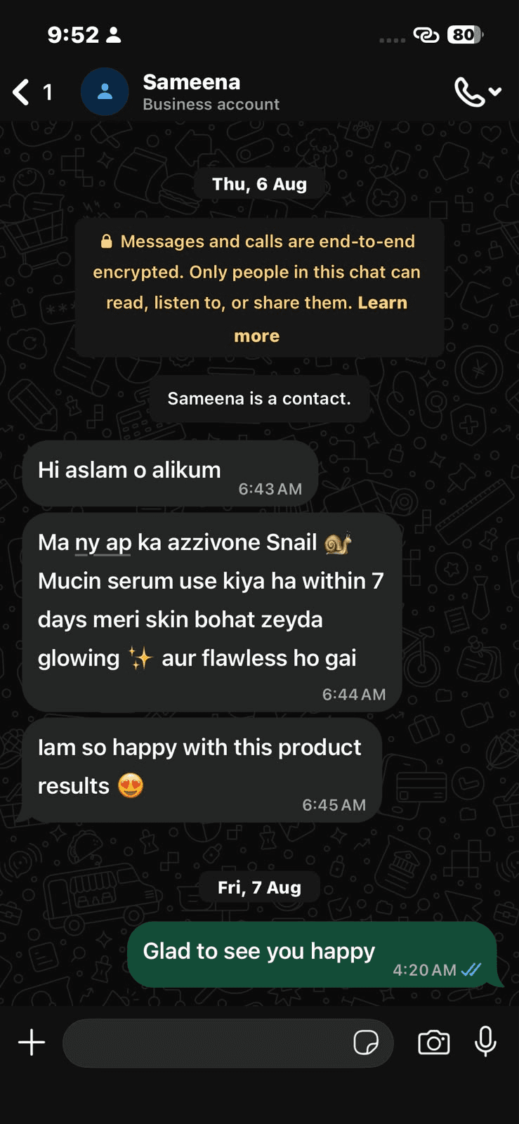 WhatsApp screenshot from Sameena