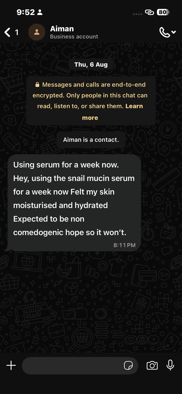 WhatsApp screenshot from Aiman
